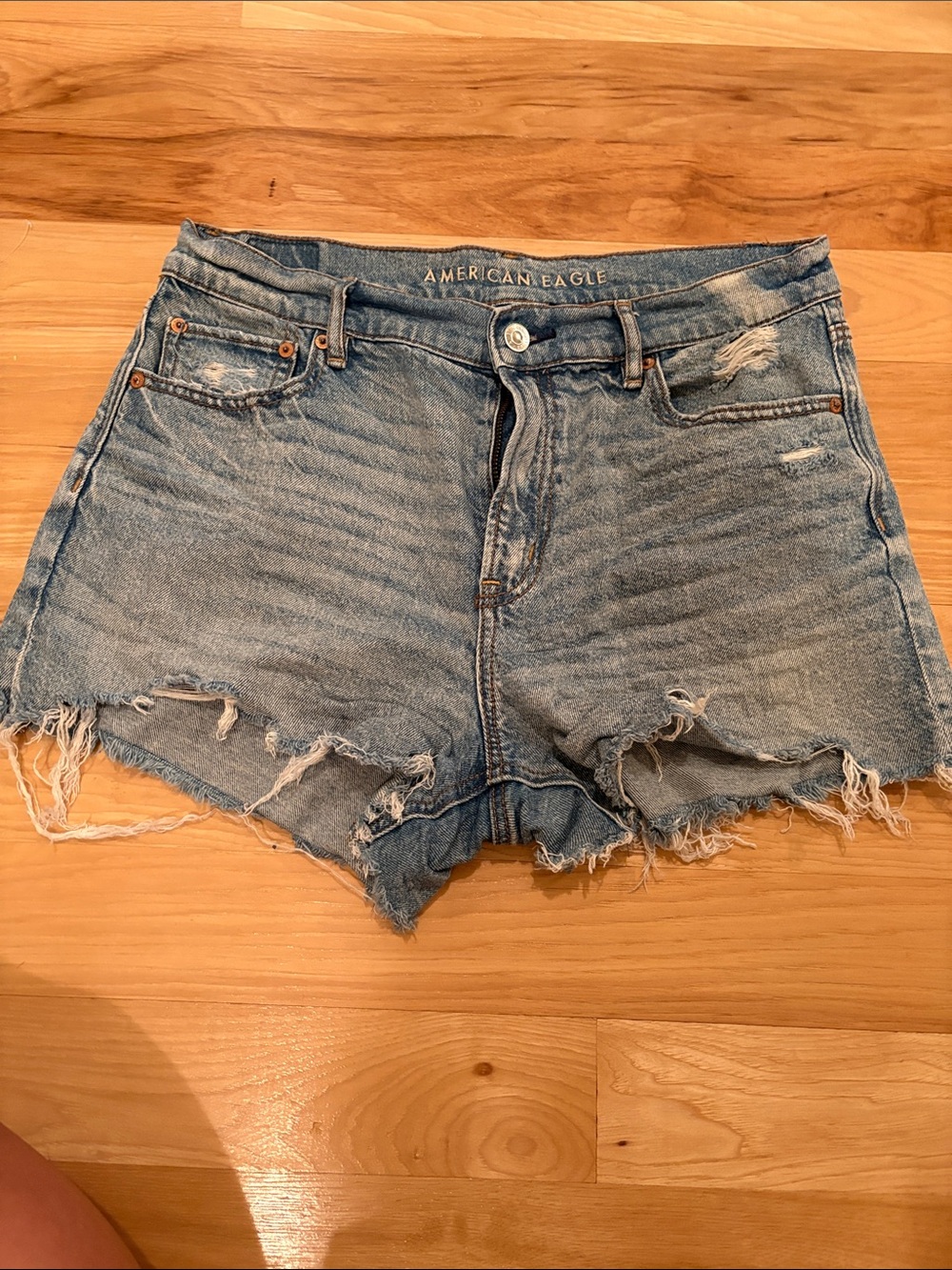 American Eagle Outfitters Light Wash Distressed Denim Cutoff Shorts